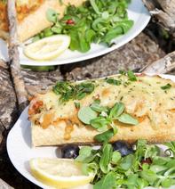 Gefüllte Baguettes  mit veganer "Käse"sauce